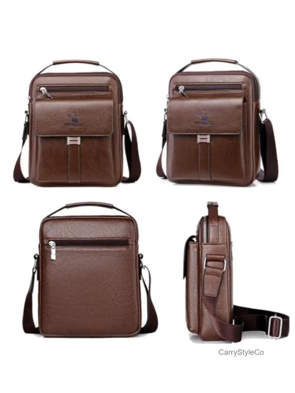 Vintage PU Leather Messenger Bag Crossbody Shoulder Purse for Men